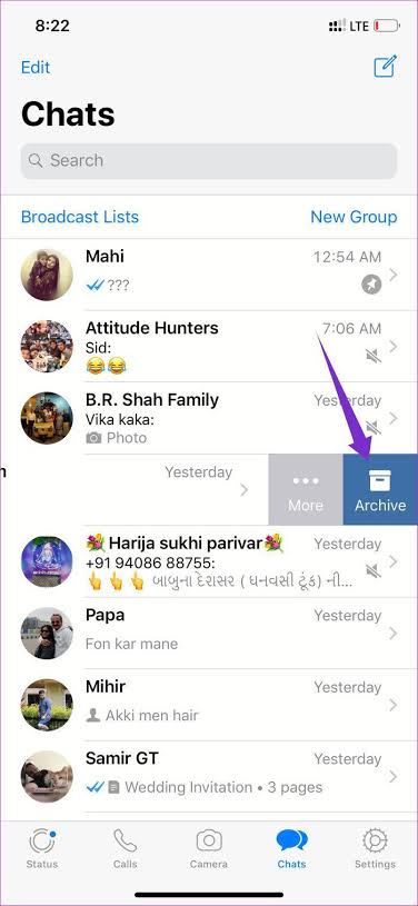 archive whatsapp individual or group chats on iphone