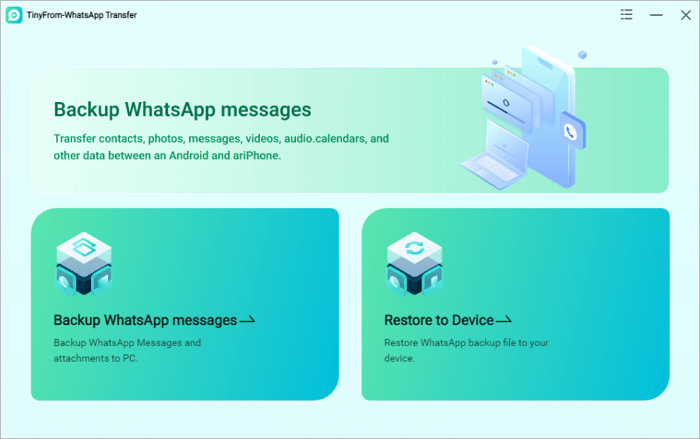 tinyfrom whatsapp transfer main interface