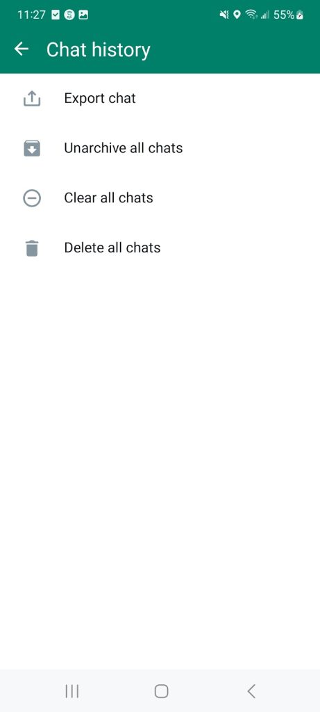 unarchive all chats button