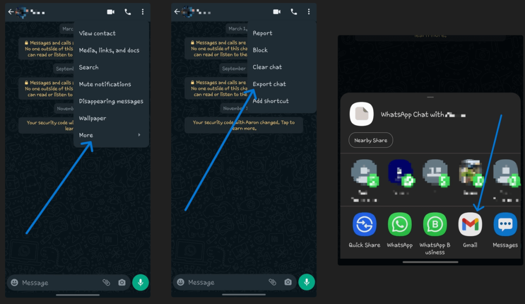 using emails to backup messages on whatsApp 