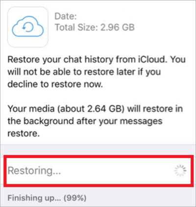 restore whatsapp messages from icloud