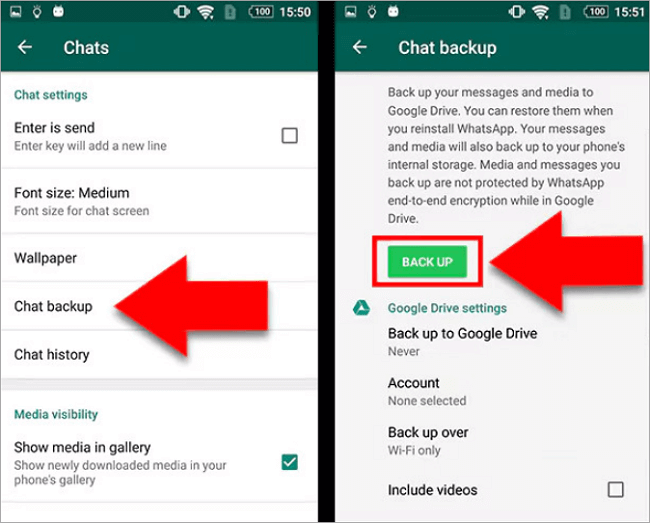 steps to back up whatsapp messages