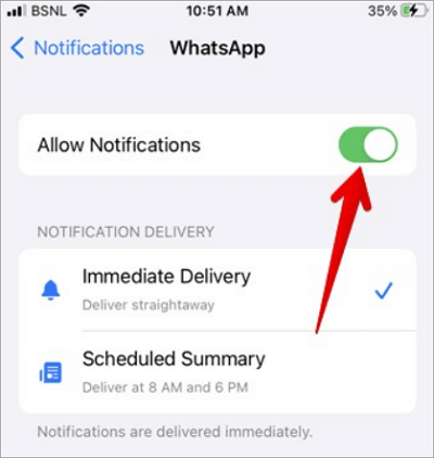 whatsapp message settings